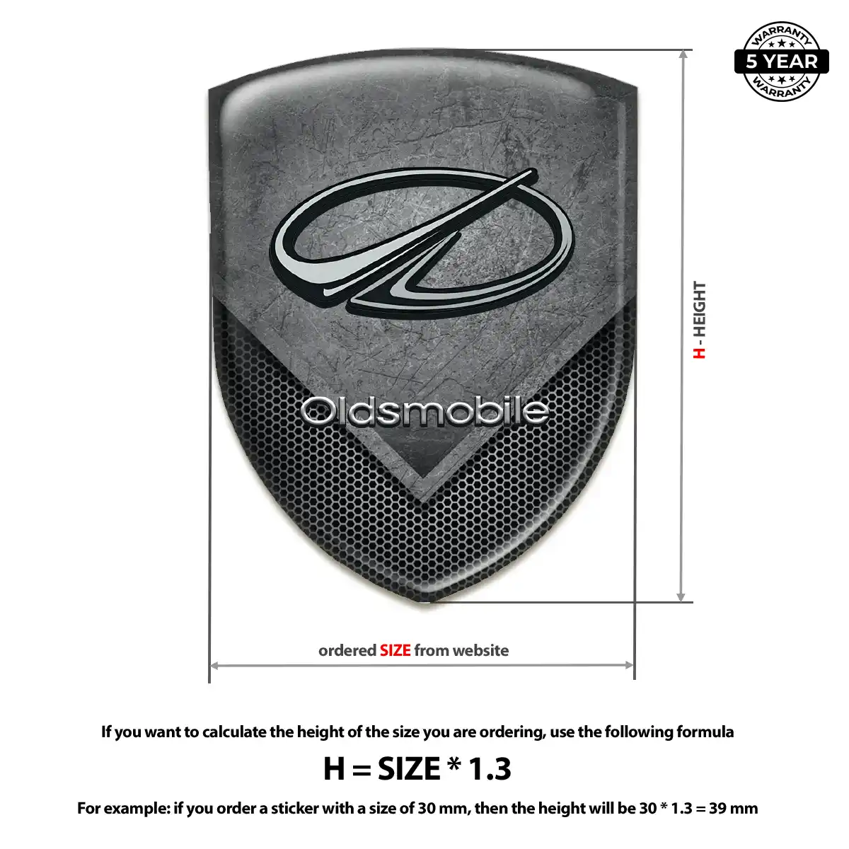 Oldsmobile Gel Emblem Sticker Signature Grade