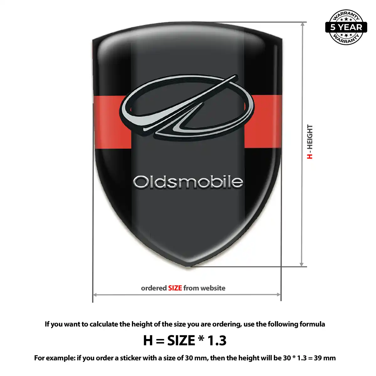 Oldsmobile Polyurethane Domed Sticker Cabin Style
