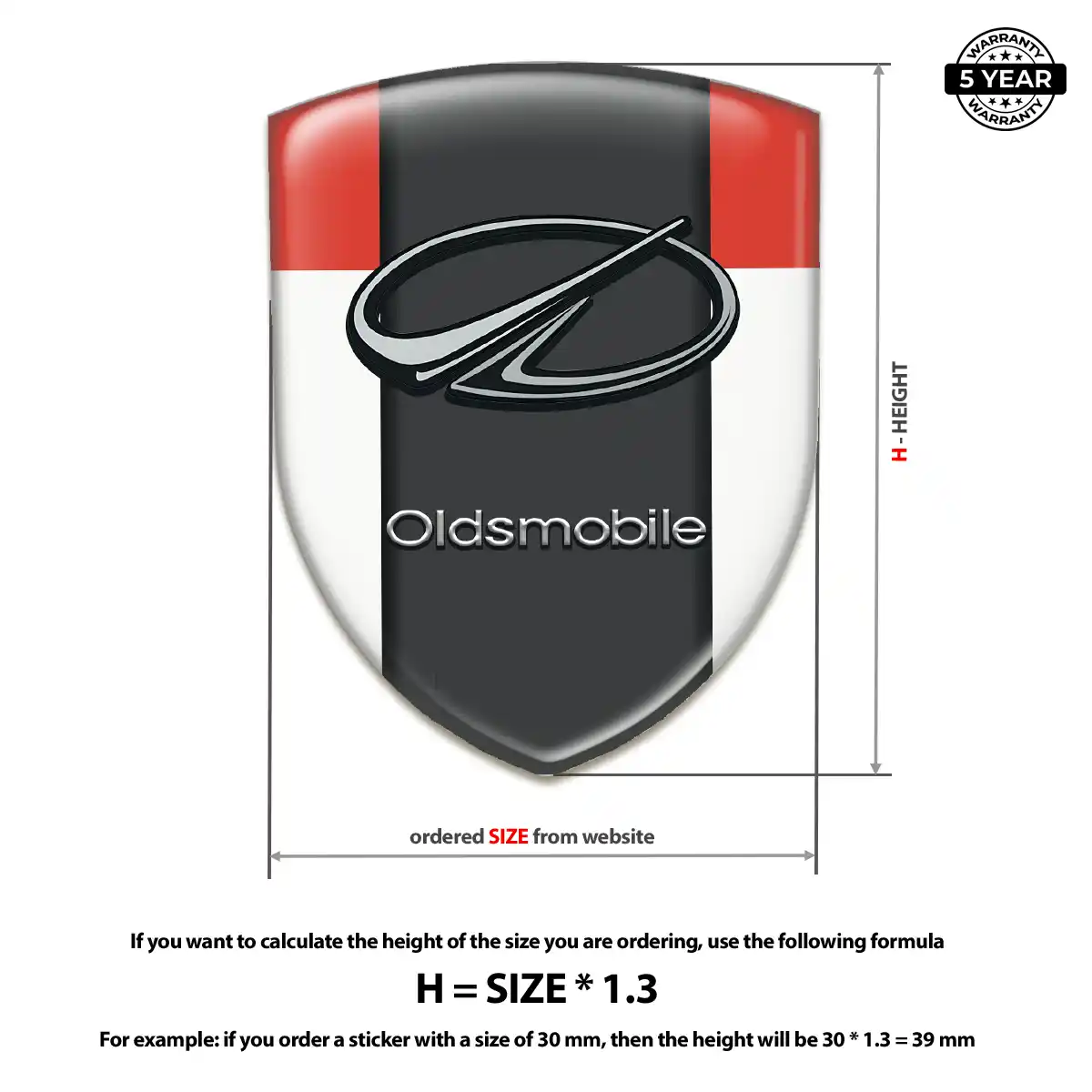 Oldsmobile Polyurethane Domed Sticker Exterior Luxe