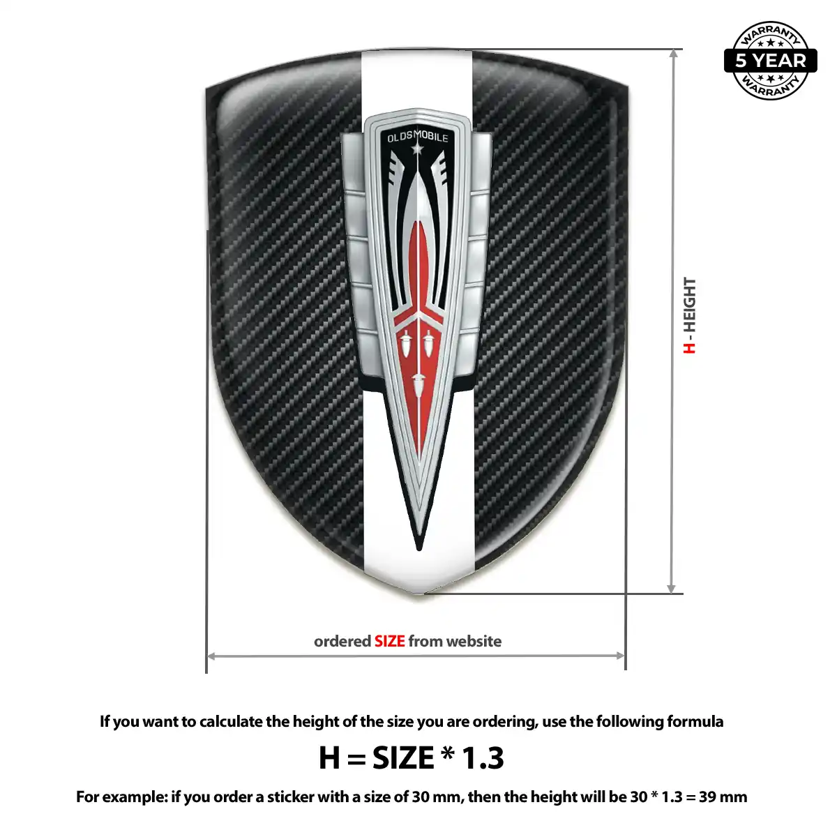 Oldsmobile Polyurethane Domed Sticker Interior Elegance
