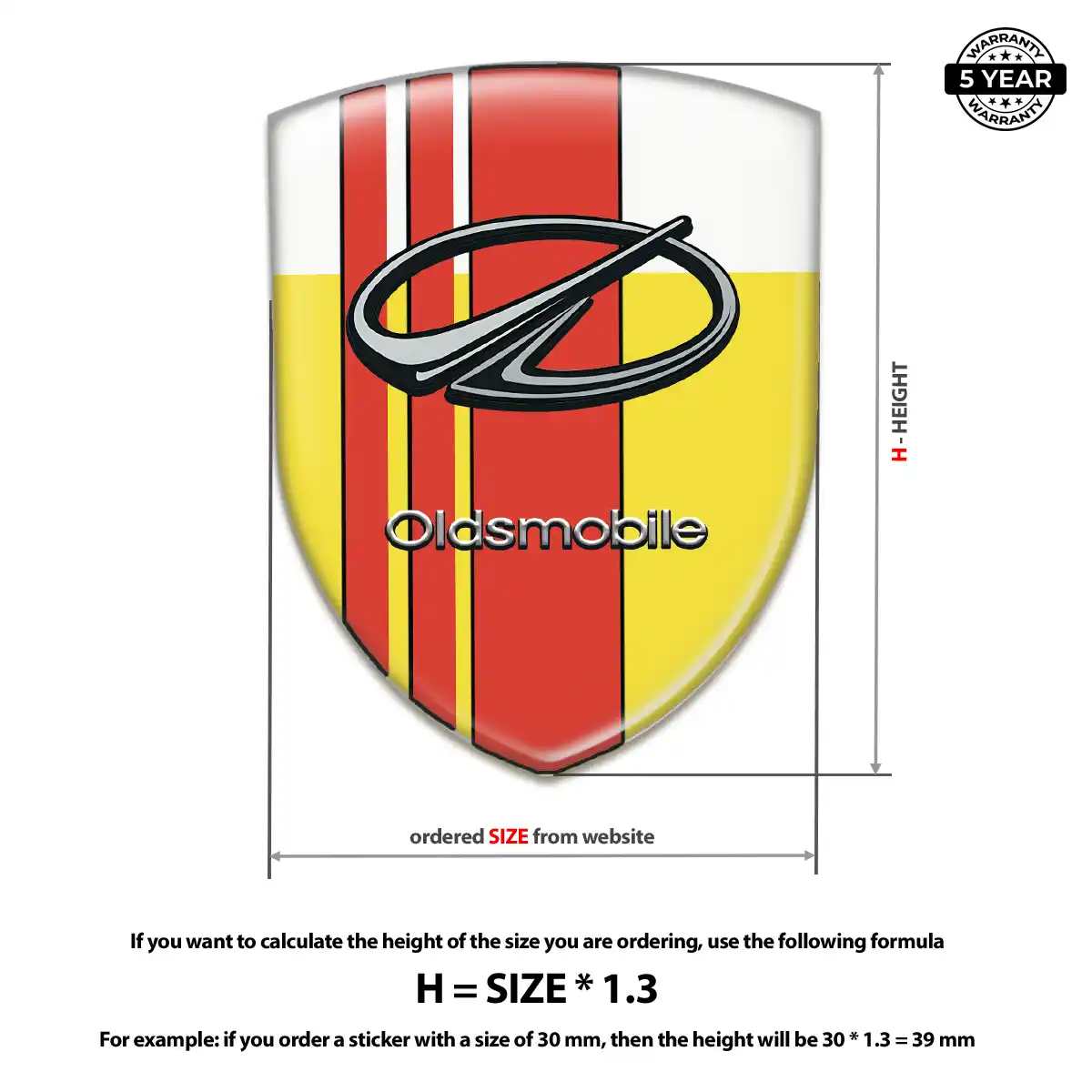Oldsmobile Polyurethane Domed Sticker Interior Luxe