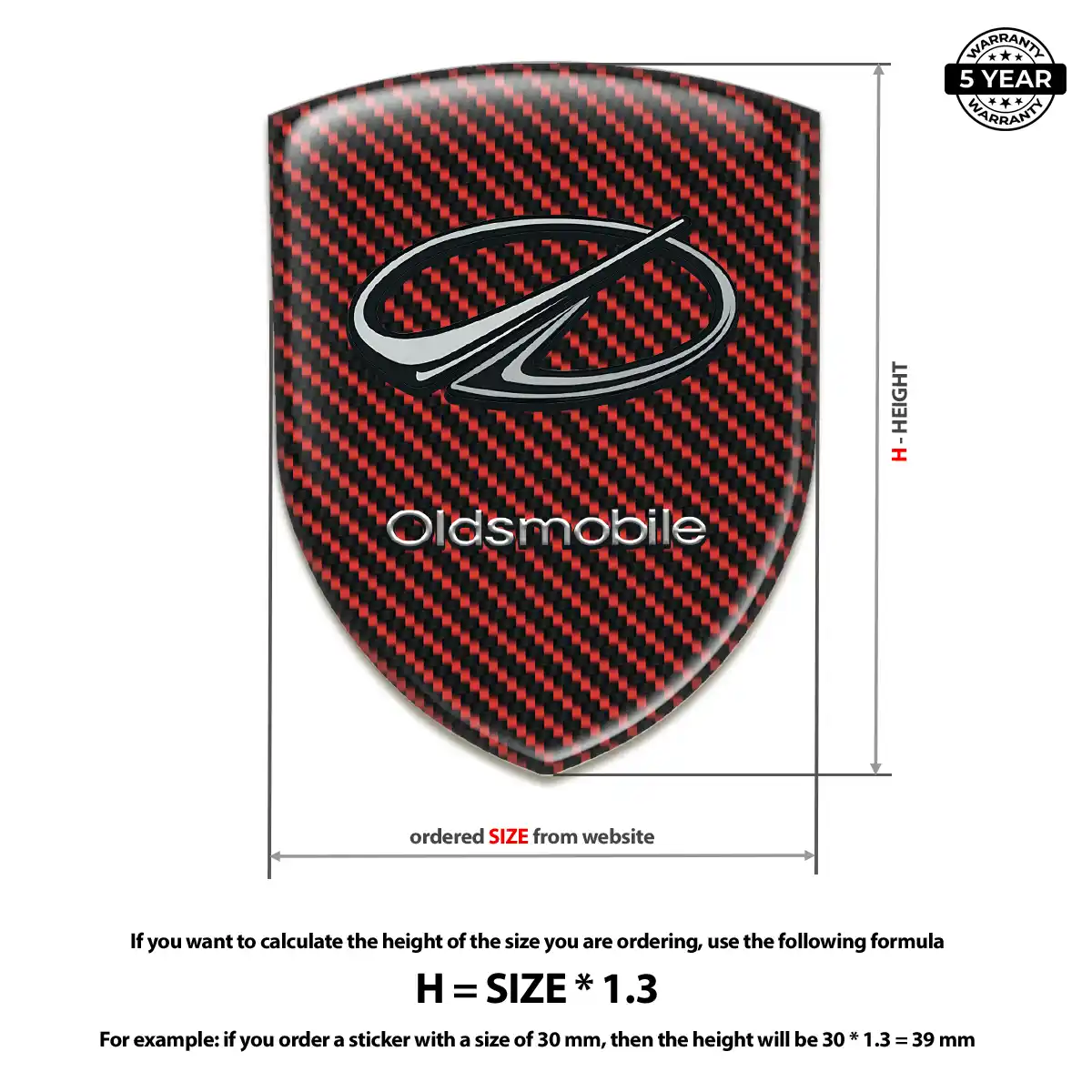 Oldsmobile Polyurethane Domed Sticker Prime Quality