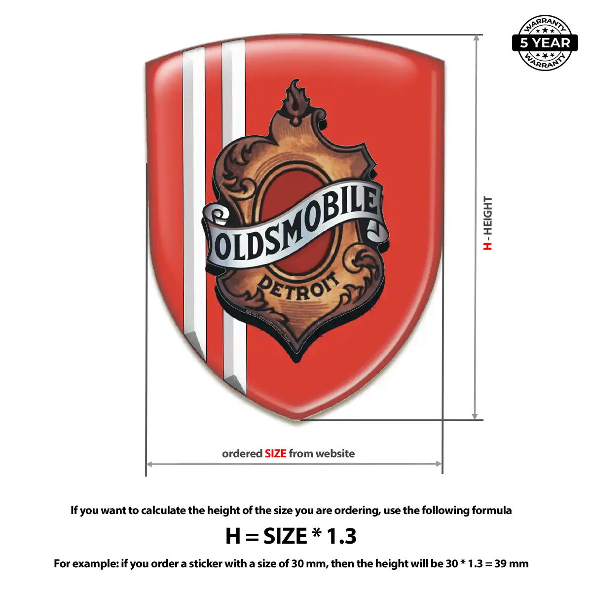 Oldsmobile Polyurethane Domed Sticker Refined Design