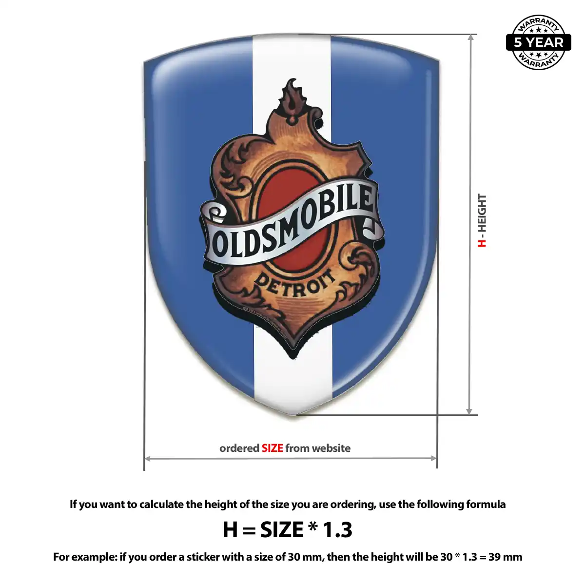 Oldsmobile Polyurethane Domed Sticker Resin Elite