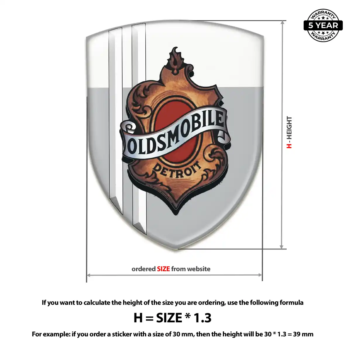 Oldsmobile Polyurethane Domed Sticker Signature Grade