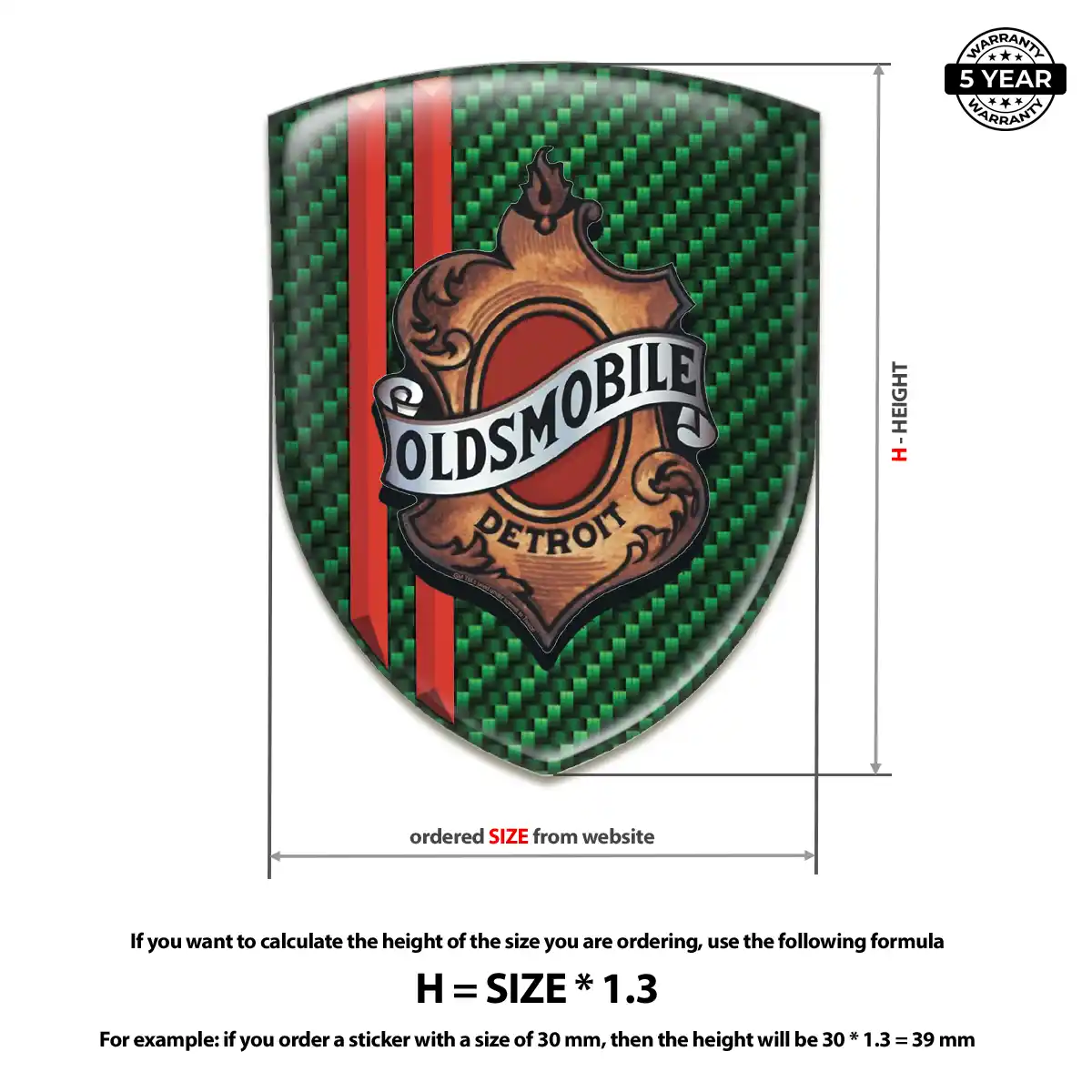 Oldsmobile Polyurethane Domed Sticker Sleek Style
