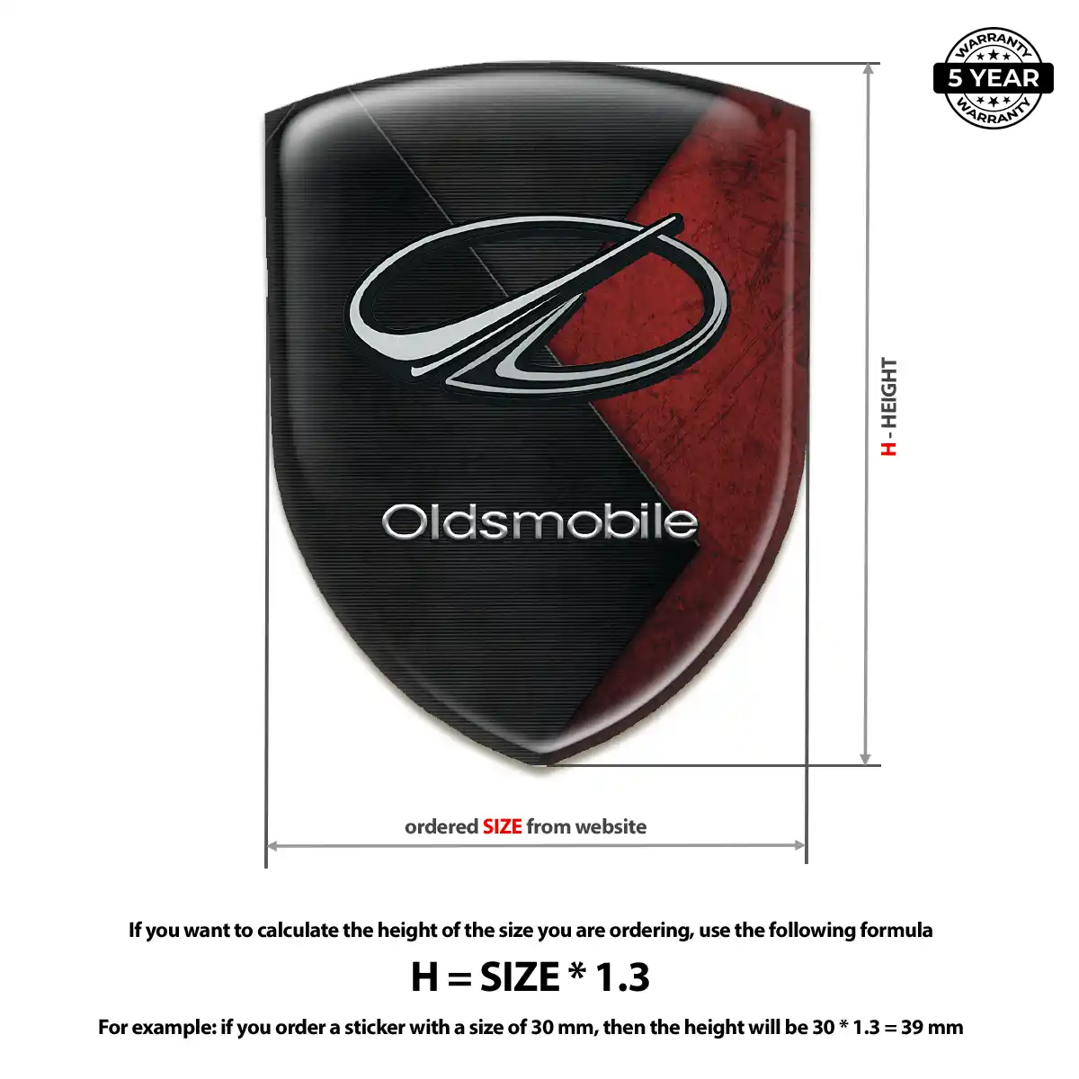 Oldsmobile Resin Domed Sticker Elite Finish