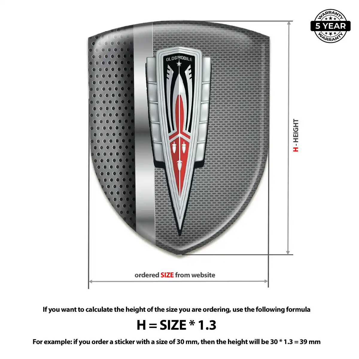 Oldsmobile Resin Domed Sticker Exterior Luxe