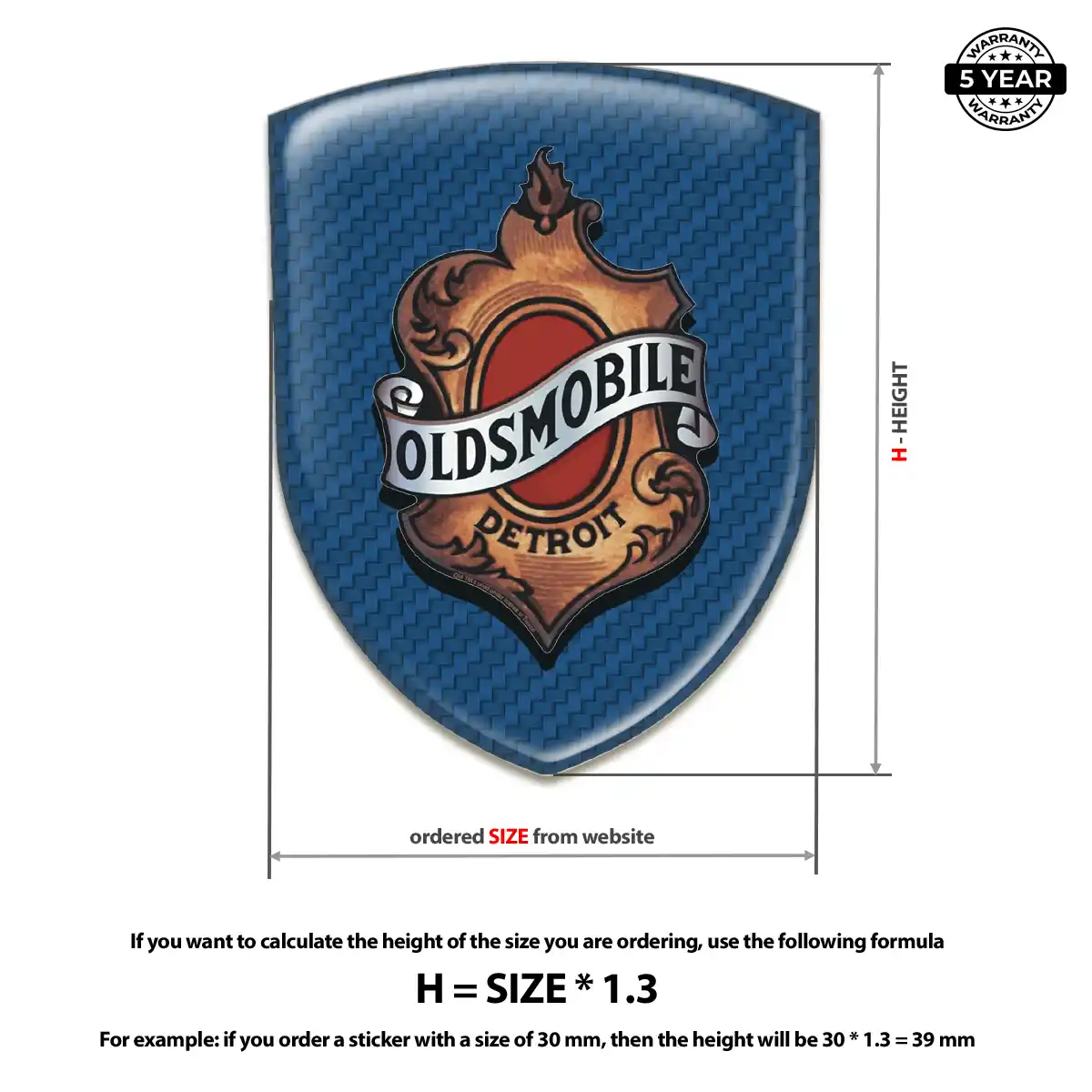 Oldsmobile Resin Domed Sticker Interior Elegance