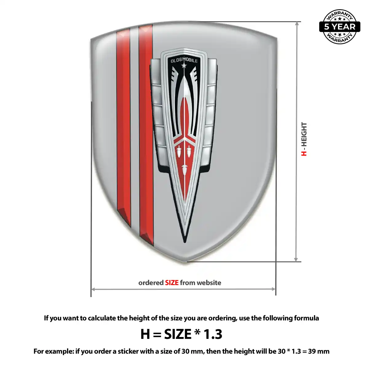 Oldsmobile Resin Domed Sticker Signature Grade