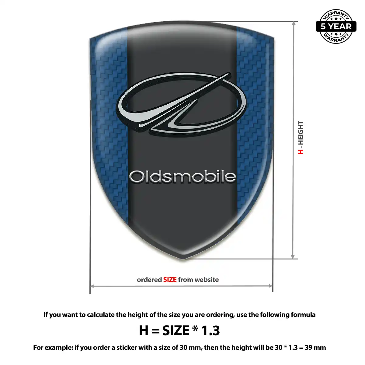 Oldsmobile Resin Emblem Sticker Elite Finish