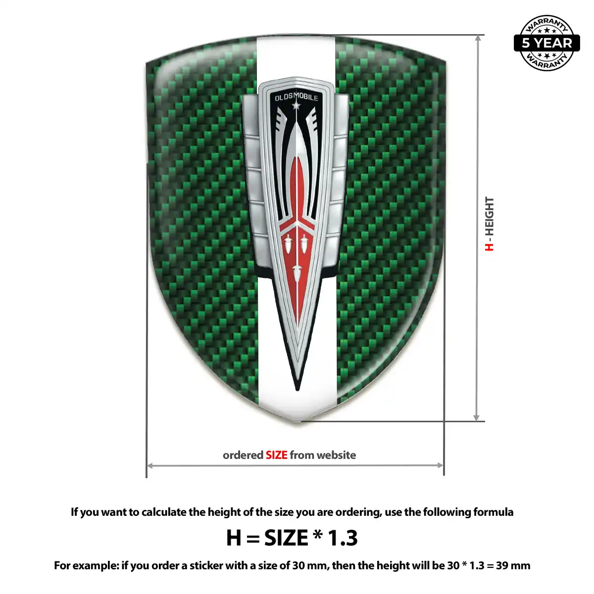 Oldsmobile Resin Emblem Sticker Interior Elegance