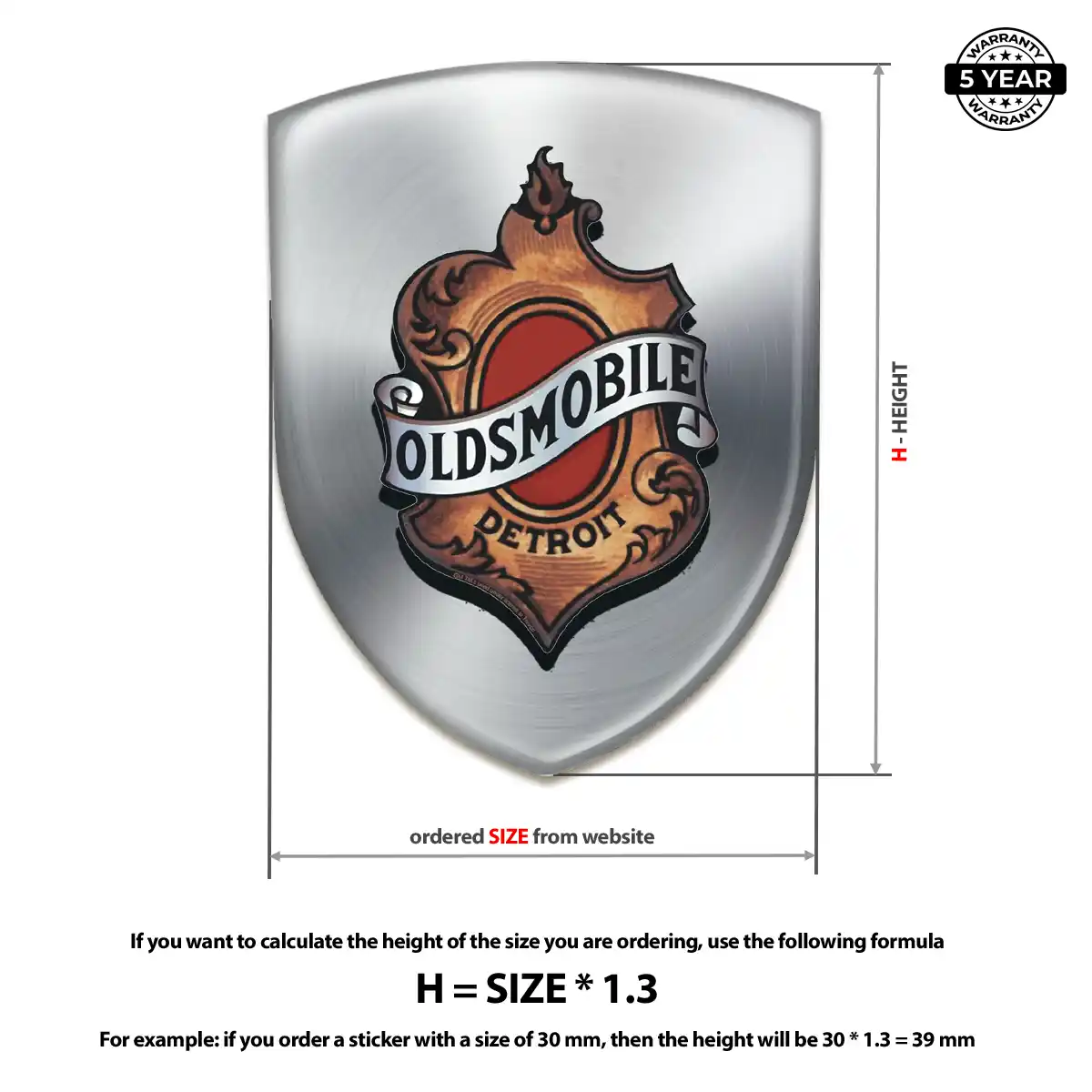 Oldsmobile Resin Emblem Sticker Signature Grade