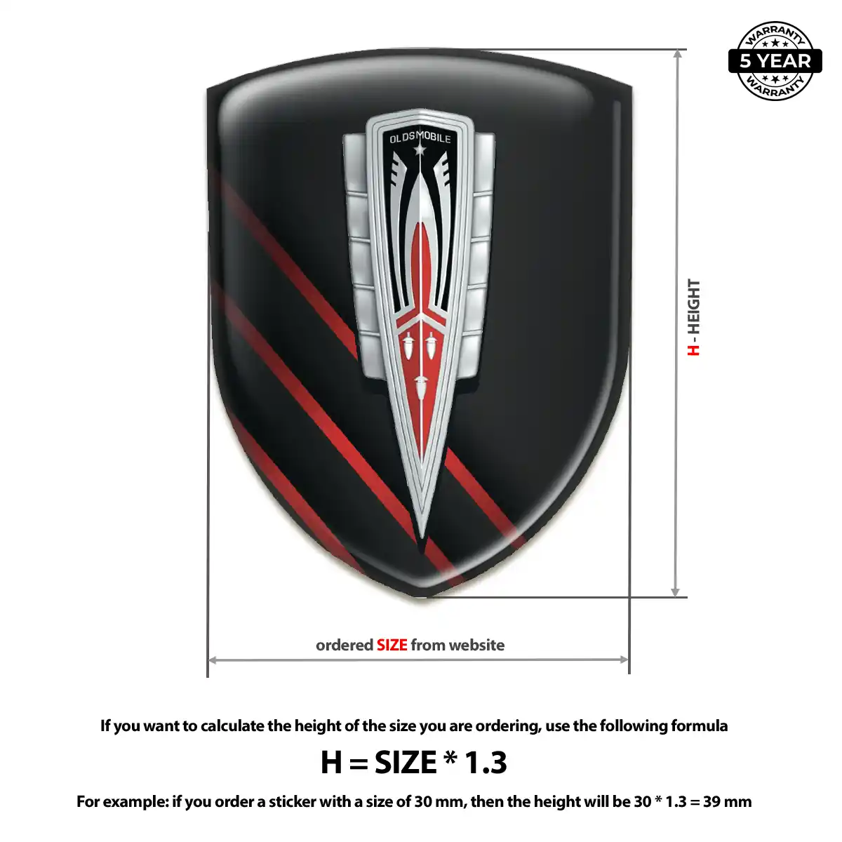 Oldsmobile Self Adhesive Emblem Sticker Resin Luxe