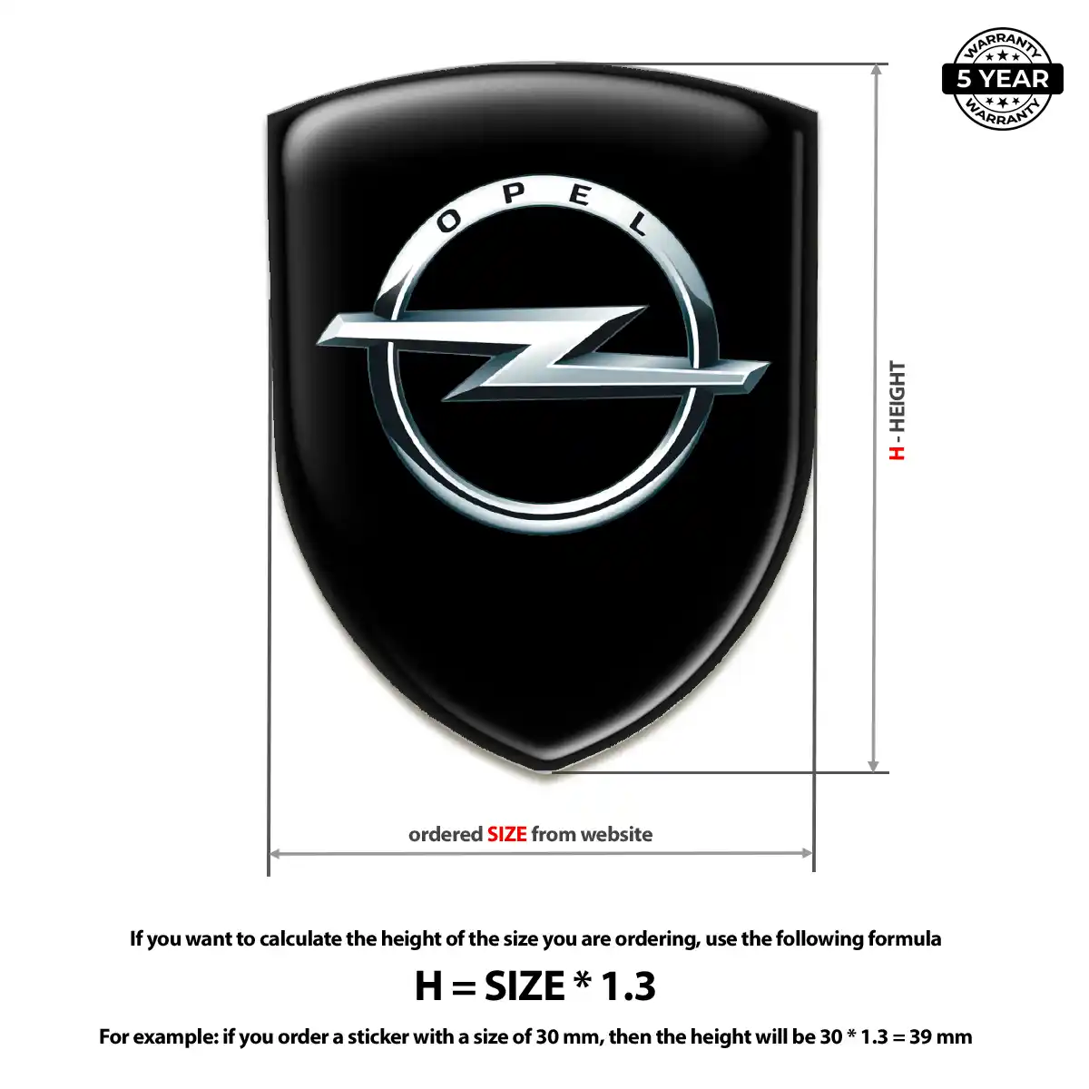 Opel Epoxy Domed Sticker Outer Style