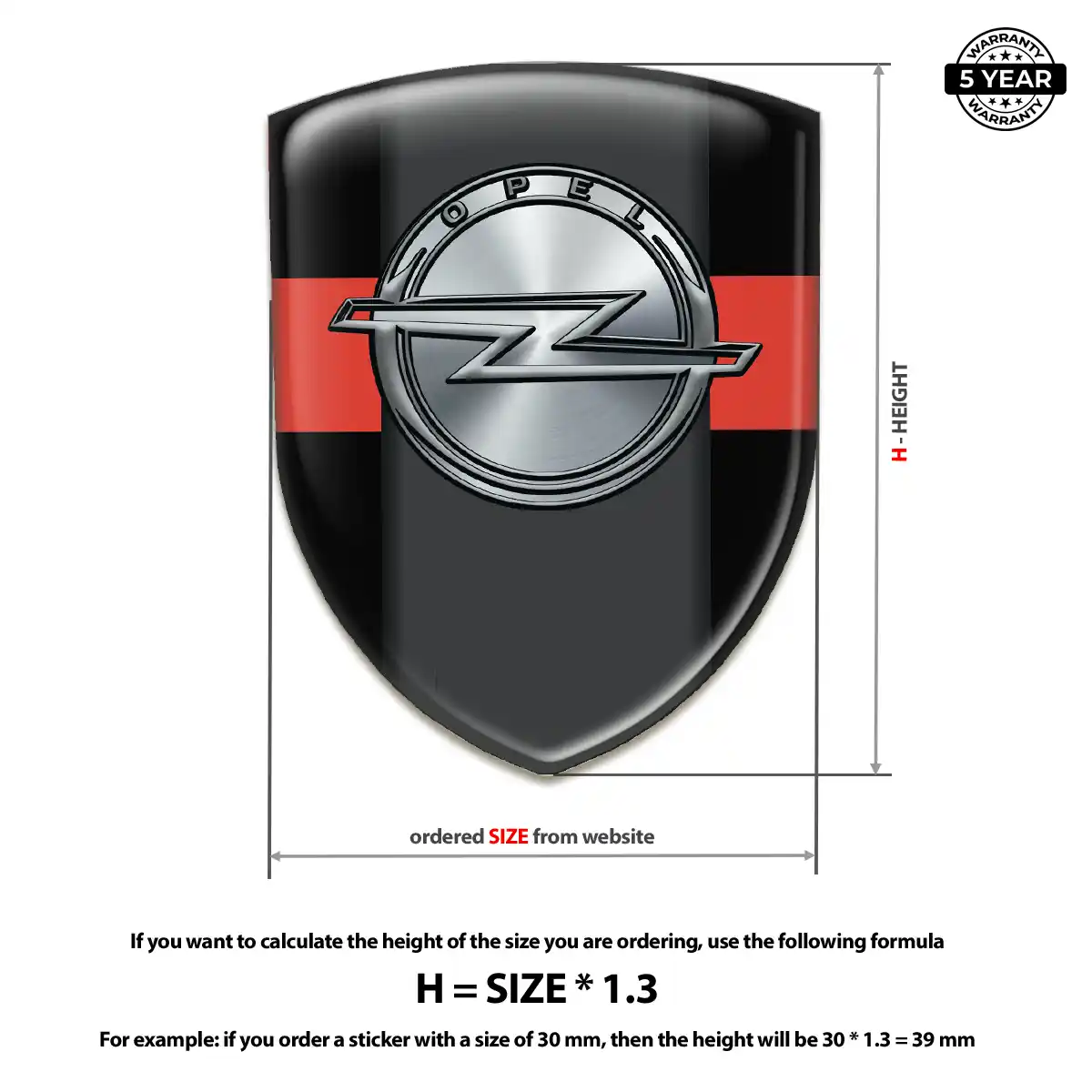 Opel Polyurethane Domed Sticker Cabin Style