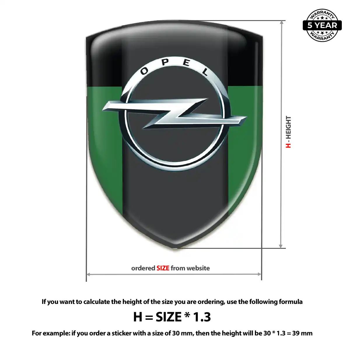 Opel Polyurethane Domed Sticker Elite Finish