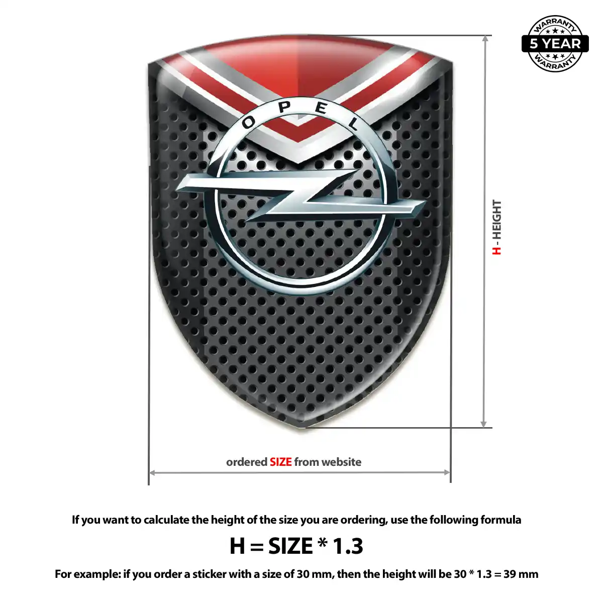 Opel Polyurethane Domed Sticker Exterior Luxe