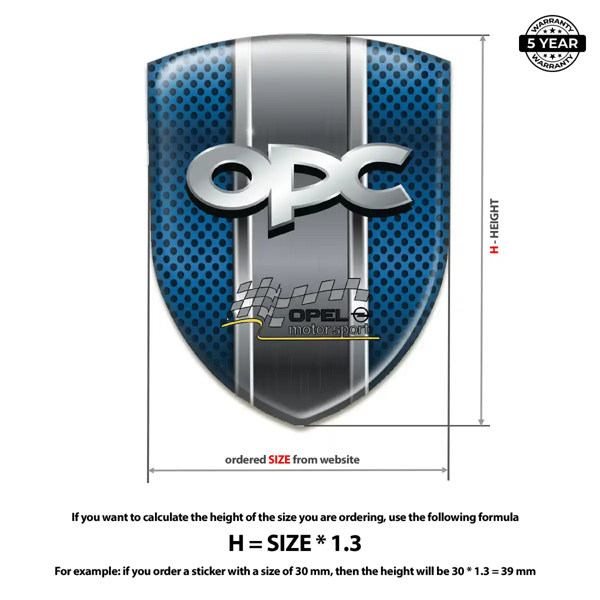 Opel Polyurethane Domed Sticker Interior Elegance