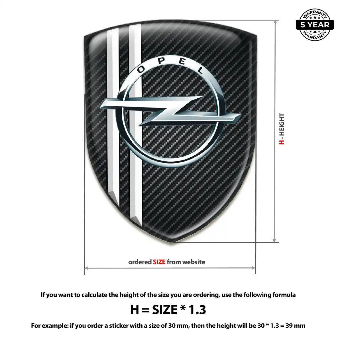 Opel Polyurethane Domed Sticker Interior Luxe