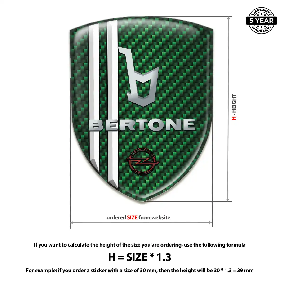Opel Polyurethane Domed Sticker Outer Style