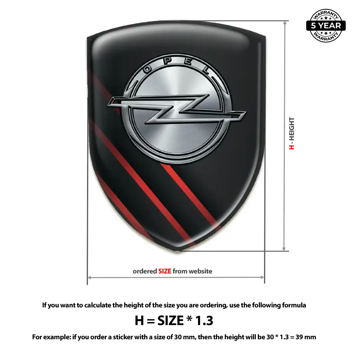 Opel Polyurethane Domed Sticker Premium Dome