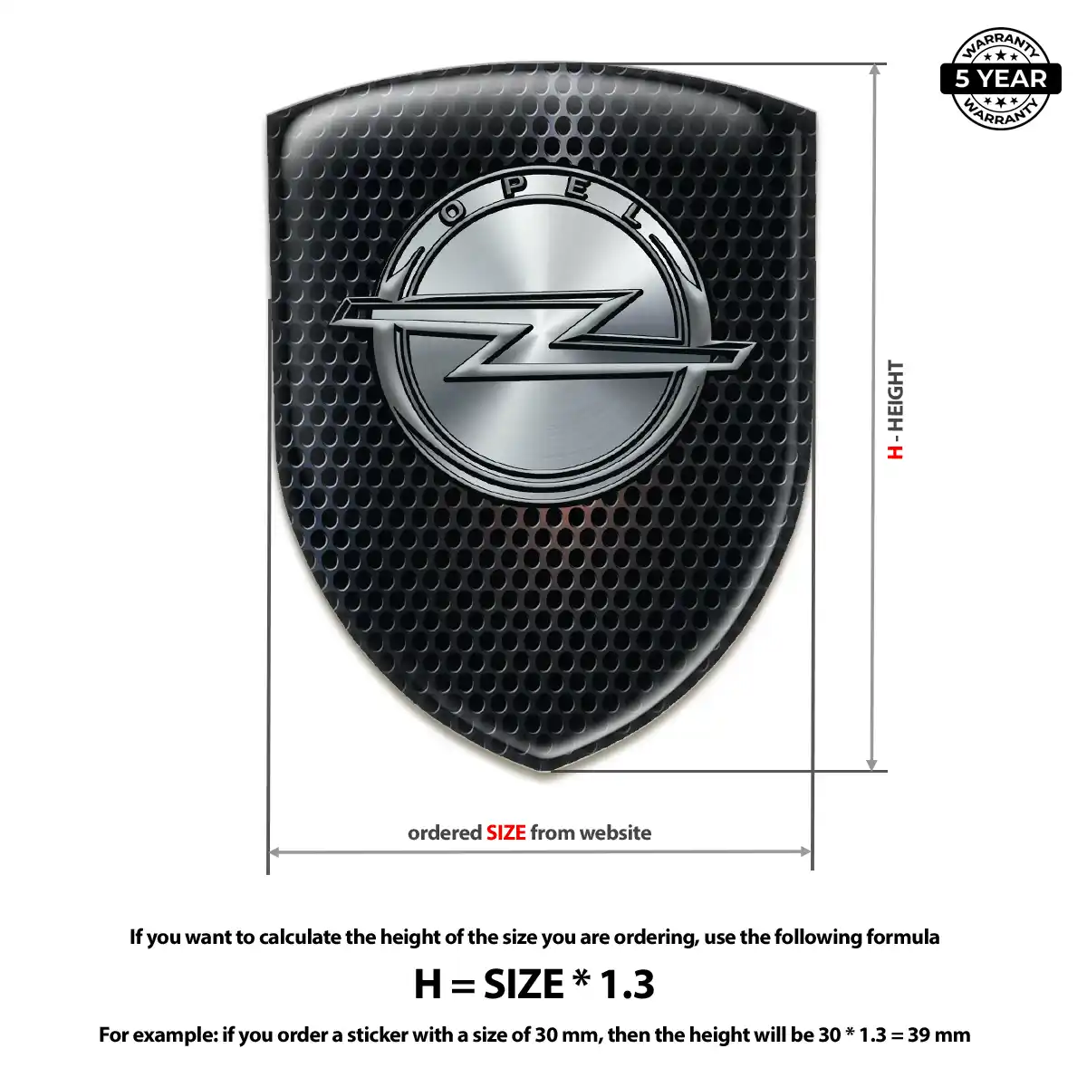 Opel Polyurethane Domed Sticker Refined Design
