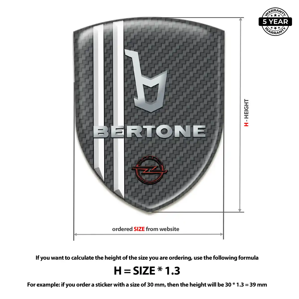 Opel Resin Domed Sticker Interior Luxe
