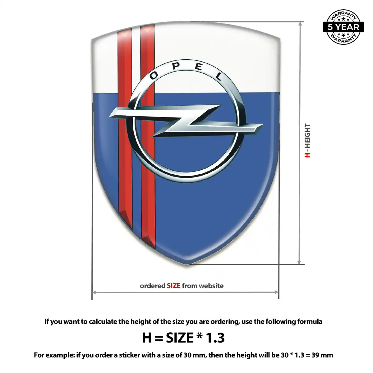 Opel Resin Domed Sticker Resin Luxe