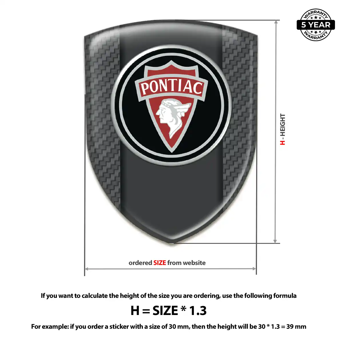 Pontiac 3D Domed Sticker Elite Finish