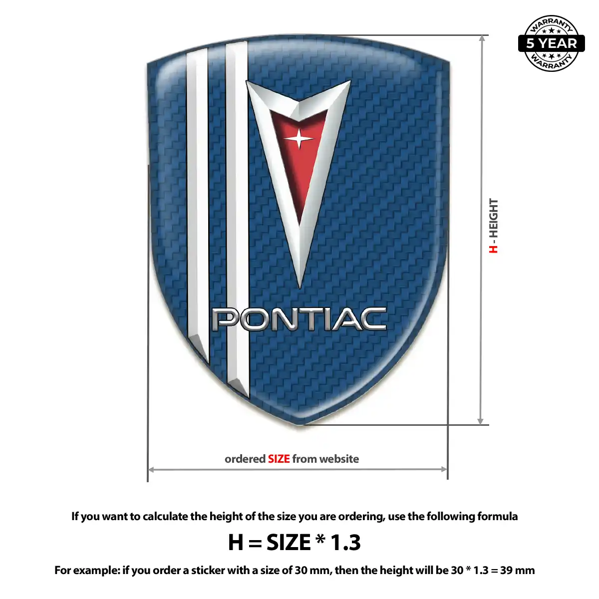 Pontiac 3D Resin Sticker Refined Design