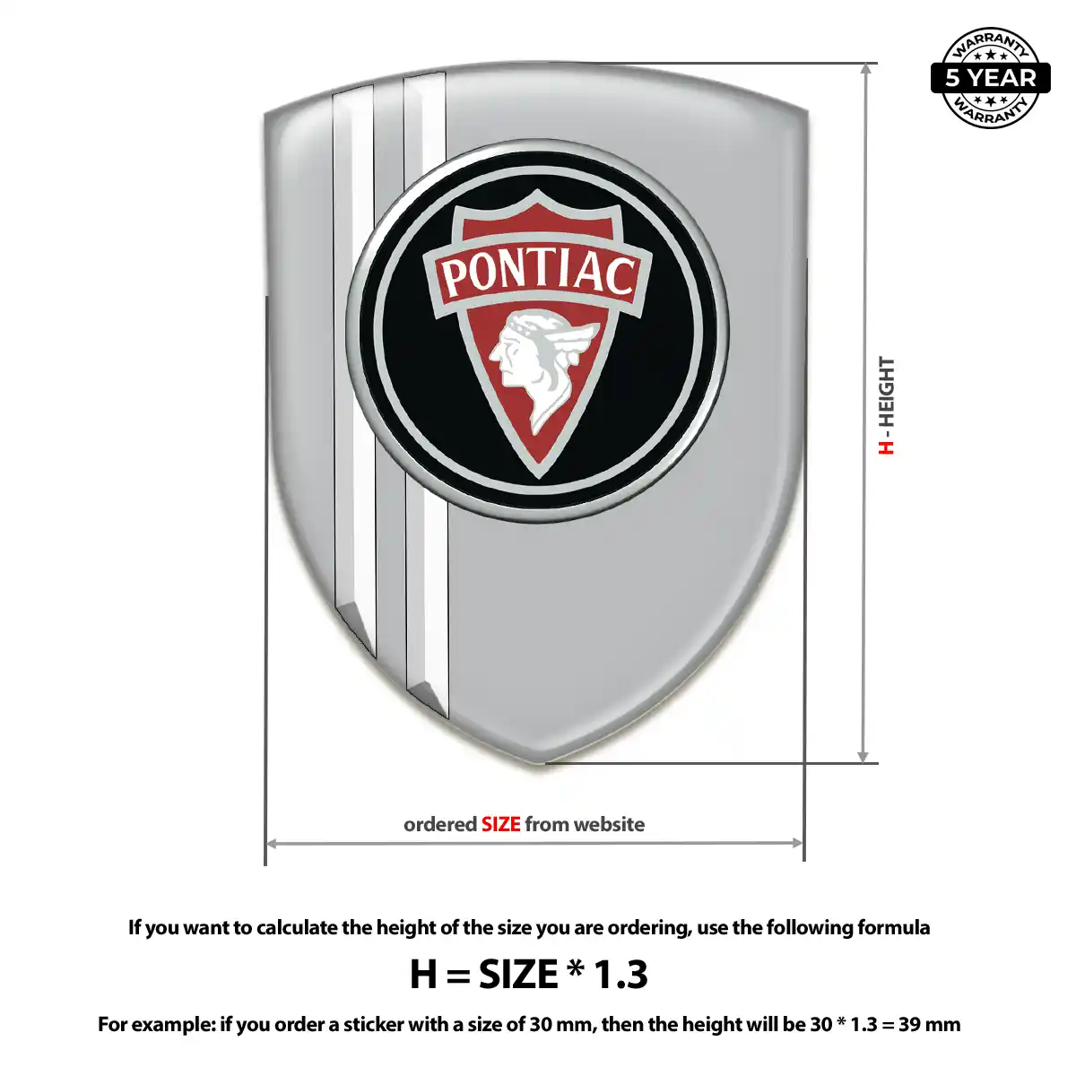 Pontiac 3D Resin Sticker Sleek Style