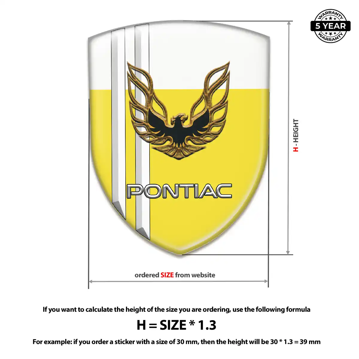 Pontiac Car Badge Sticker Elite Finish