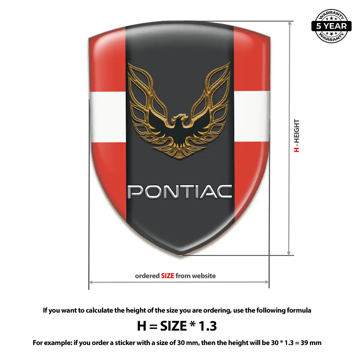 Pontiac Car Emblem Sticker Elite Finish