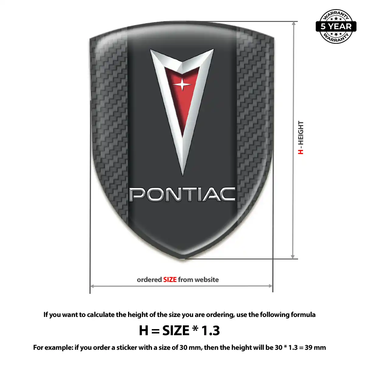 Pontiac Domed Car Sticker Elite Finish