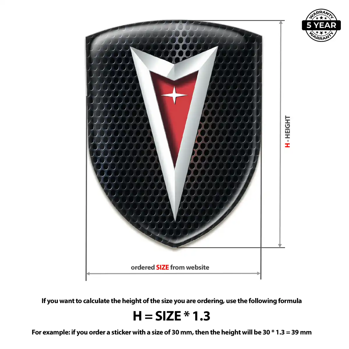 Pontiac Domed Logo Decal Elite Finish