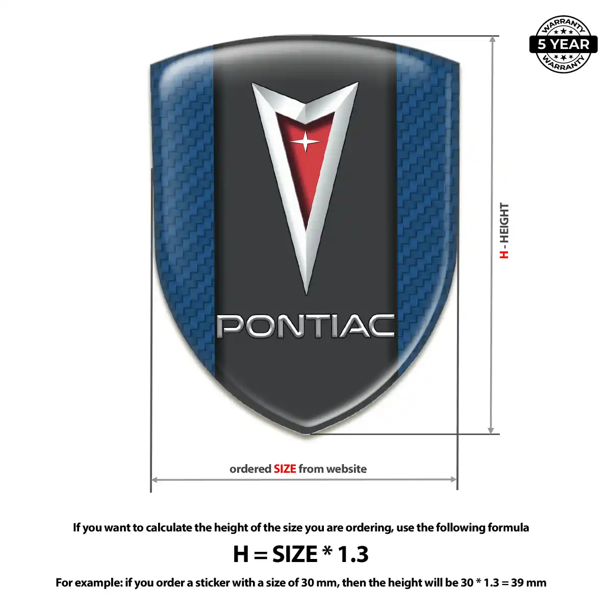 Pontiac Epoxy Domed Sticker Elite Finish