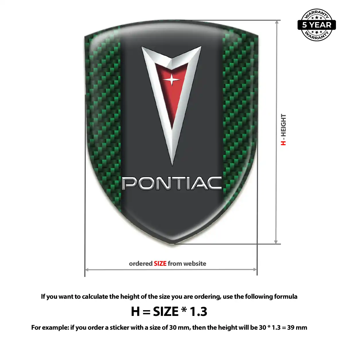 Pontiac Gel Badge Sticker Elite Finish