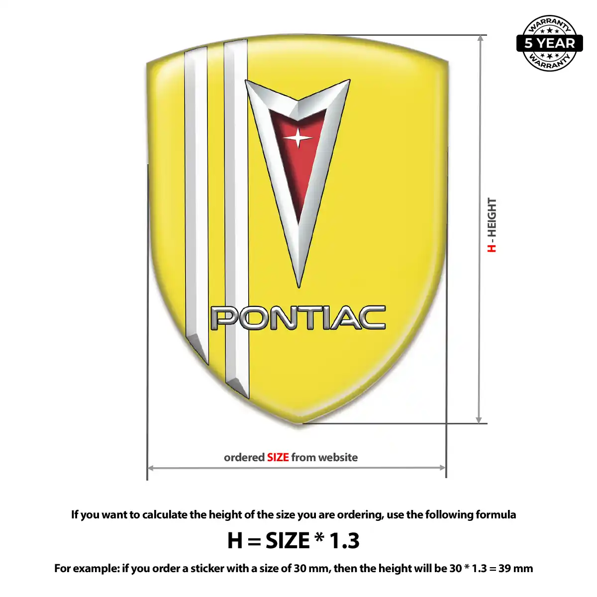 Pontiac Polyurethane Domed Sticker Elite Finish