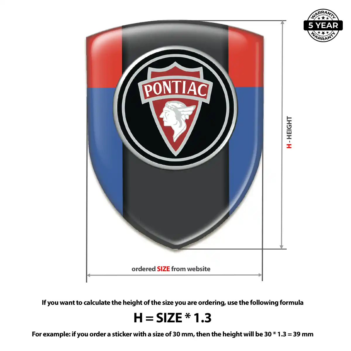 Pontiac Polyurethane Domed Sticker Refined Design