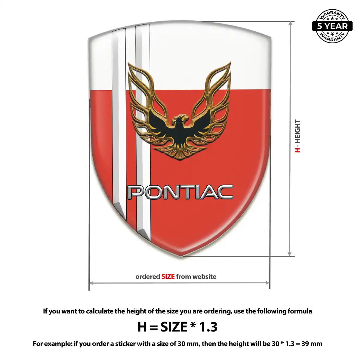 Pontiac Polyurethane Domed Sticker Sleek Style