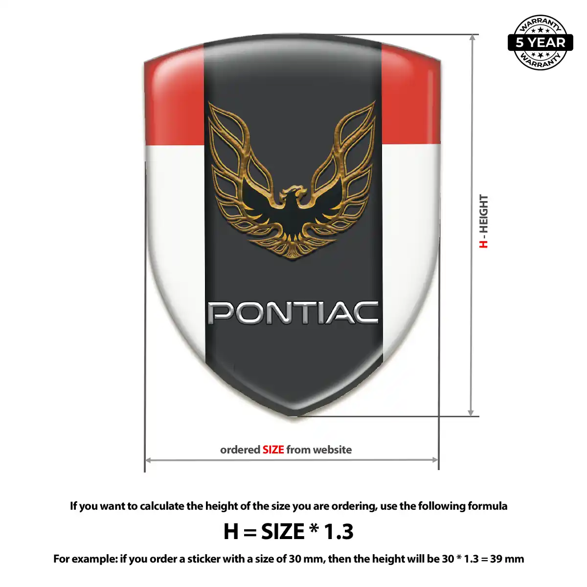 Pontiac Resin Badge Sticker Elite Finish