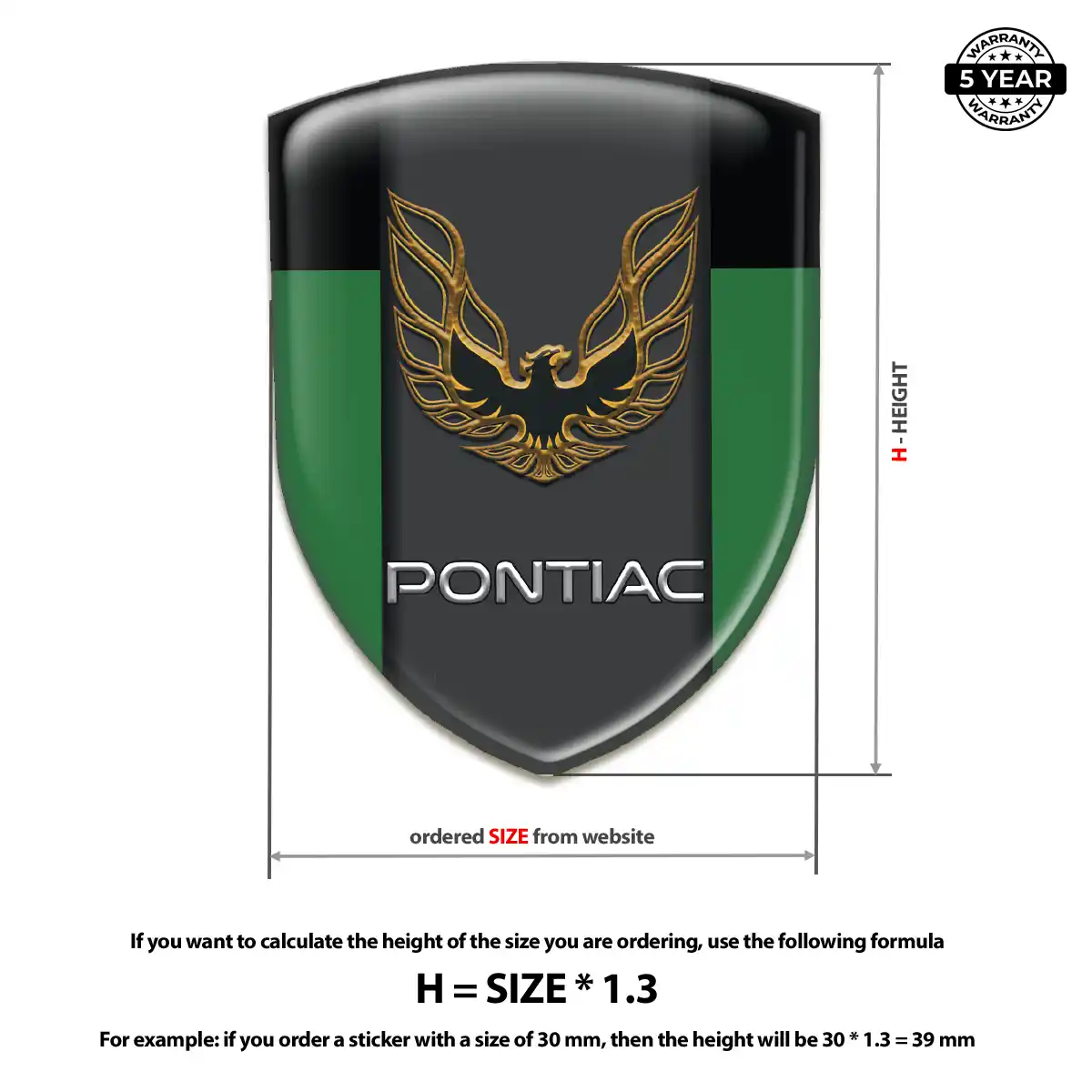 Pontiac Resin Badge Sticker Sleek Style