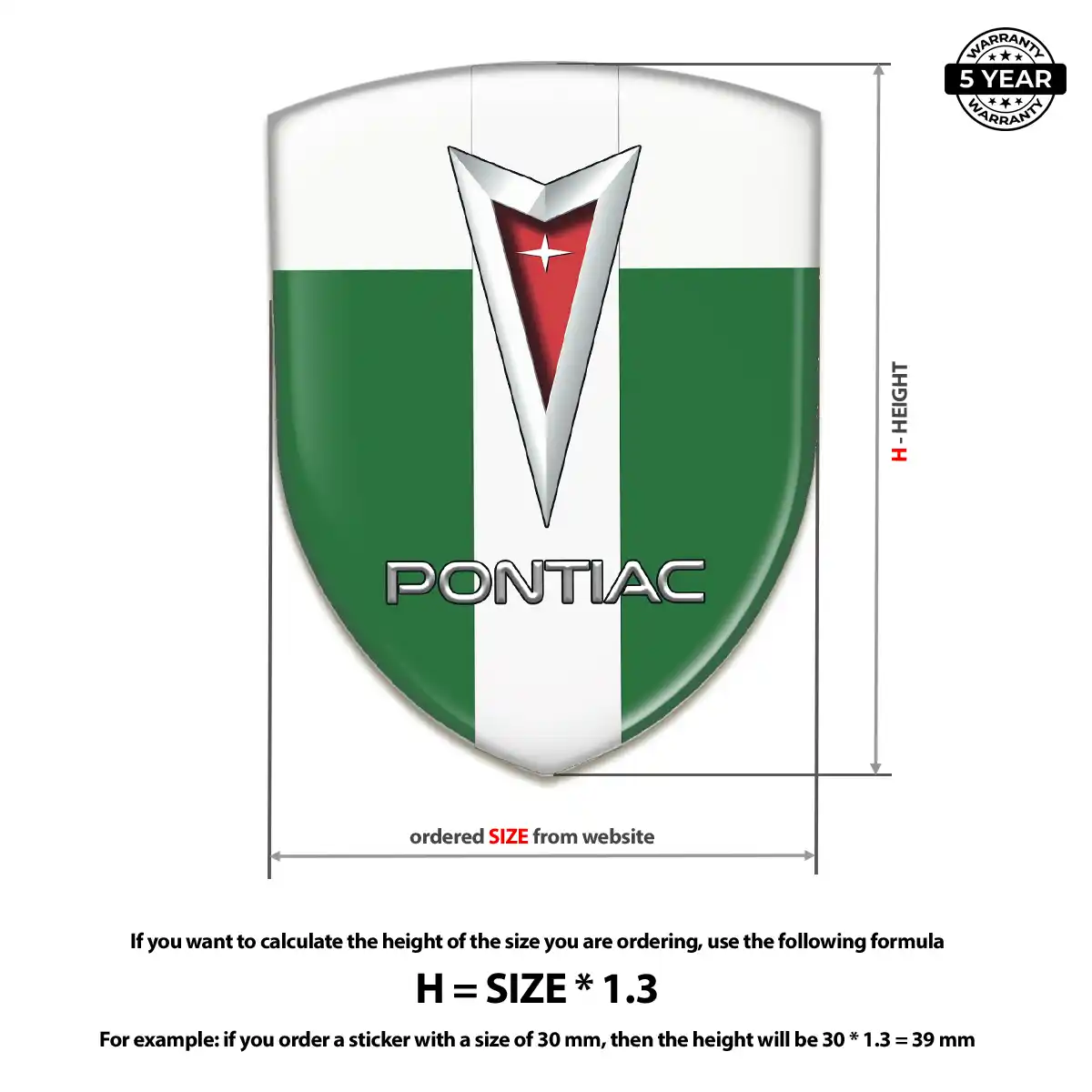 Pontiac Resin Domed Sticker Elite Finish