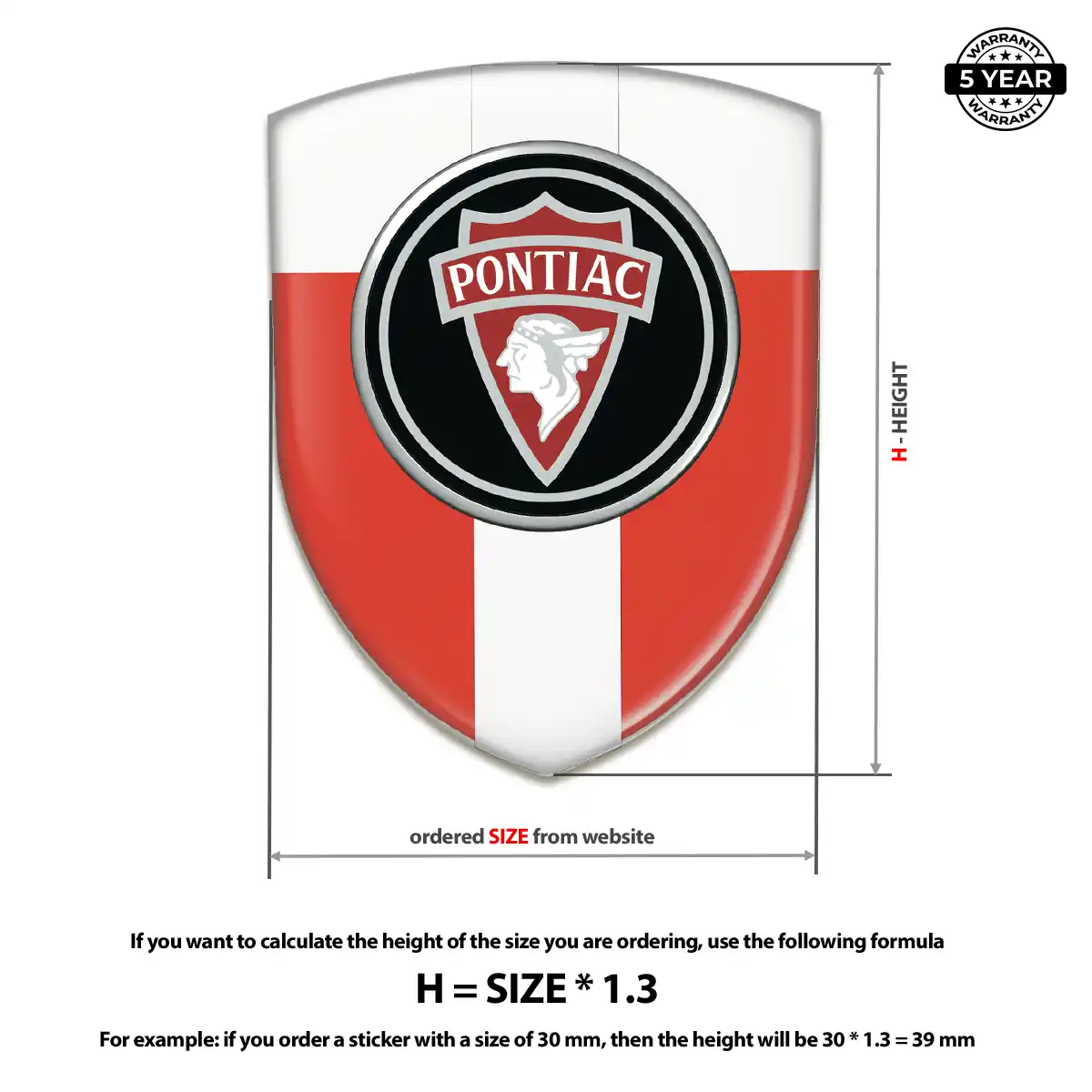 Pontiac Resin Domed Sticker Refined Design