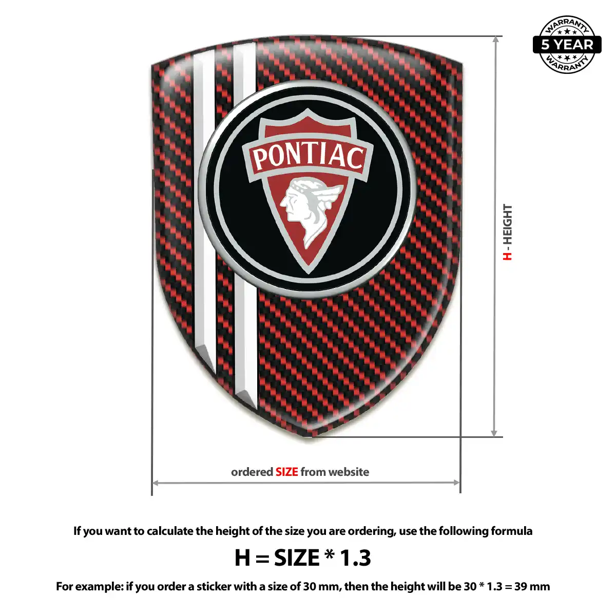 Pontiac Resin Emblem Sticker Elite Finish