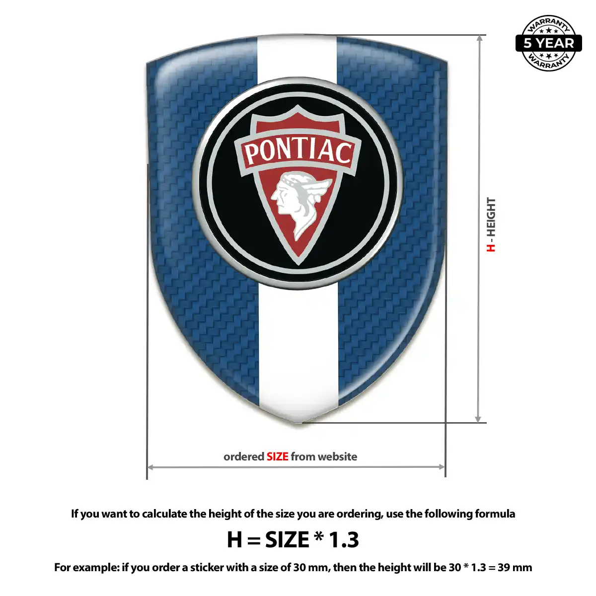 Pontiac Self Adhesive Emblem Sticker Elite Finish