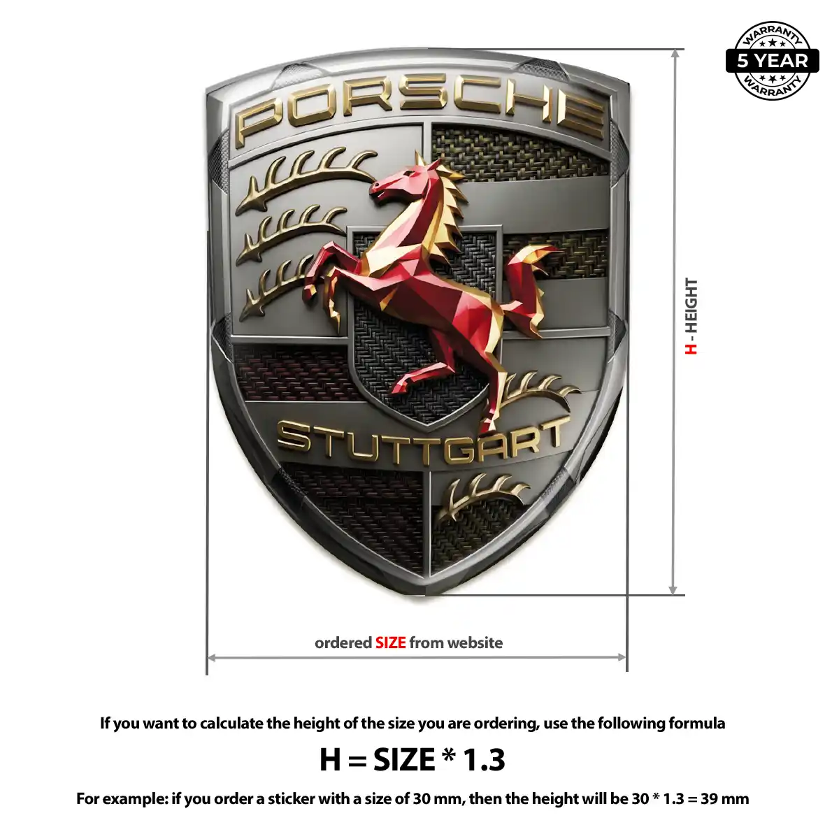 Porsche 3D Domed Sticker Sleek Style