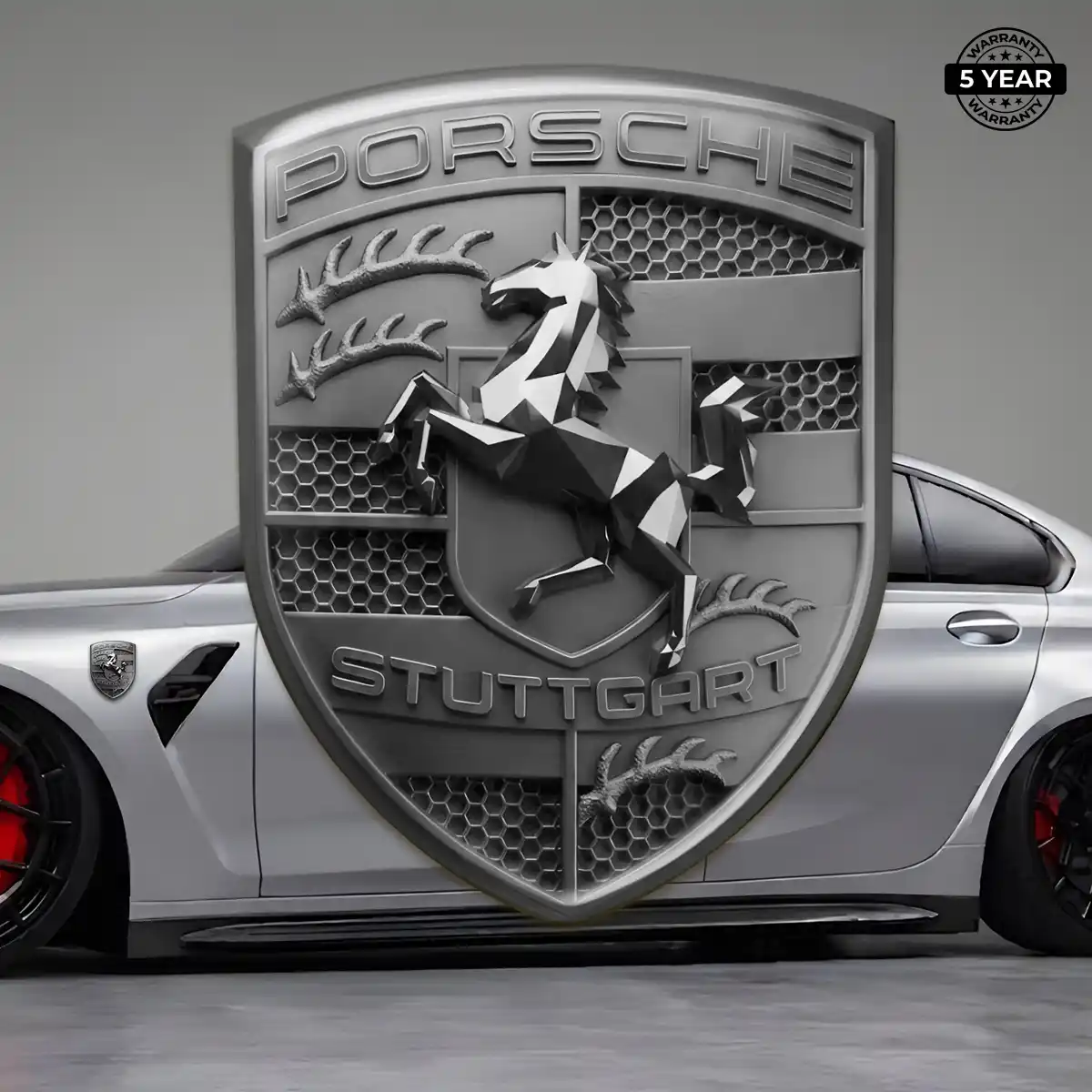 Porsche 3D Logo Sticker Sleek Style