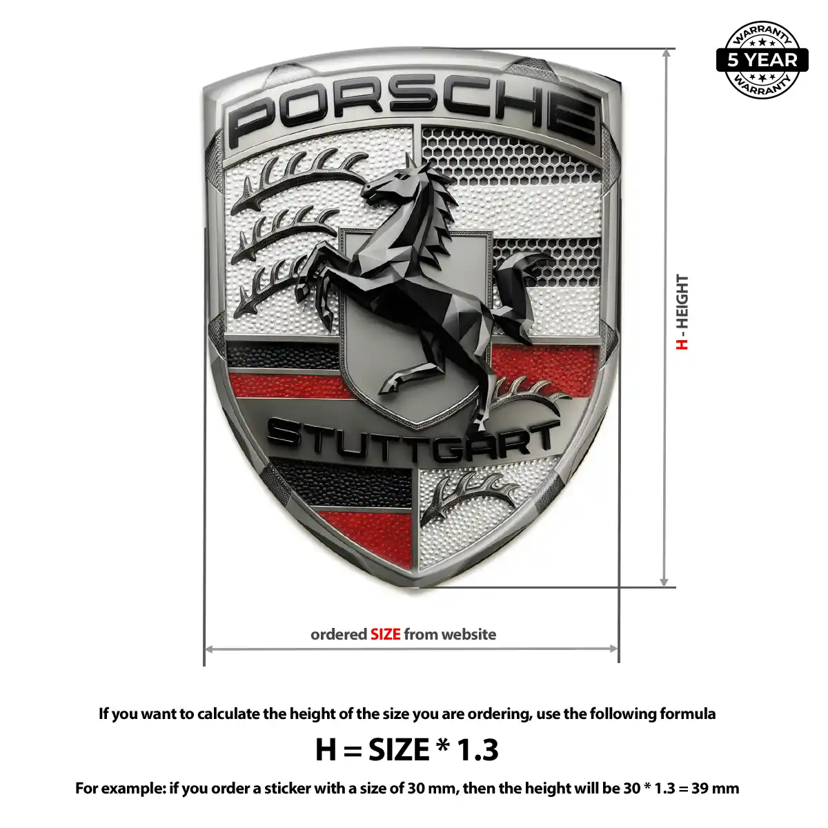 Porsche 3D Resin Sticker Sleek Style
